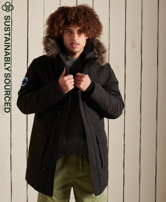 erkekler Superdry koyu gri everest parka kaban NNTB1040