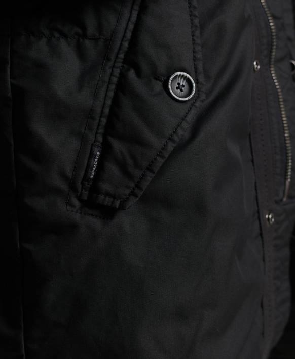 erkekler Superdry koyu gri servis suni kürk süslemeli parka kaban NNTB1171