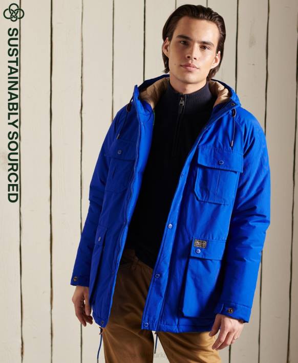 erkekler Superdry mavi dağ dolgulu parka kaban NNTB4684