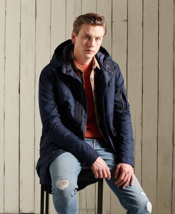 erkekler Superdry mavi hizmet orta ağırlık parka ceket NNTB4760
