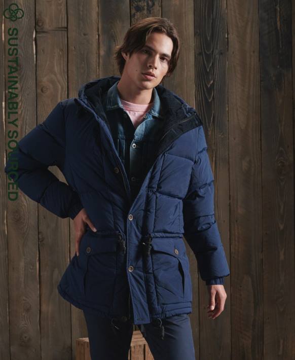 erkekler Superdry mavi sınırlı sayıda kuru parka kaban NNTB1180