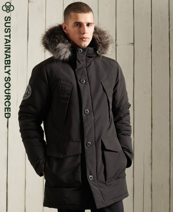 erkekler Superdry siyah everest parka kaban NNTB1157