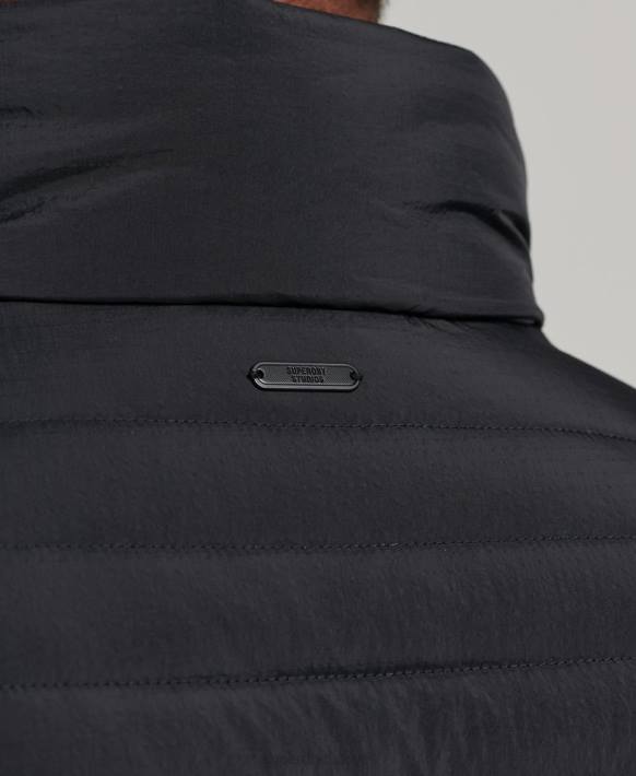 erkekler Superdry siyah kısa hafif şişme mont NNTB1029