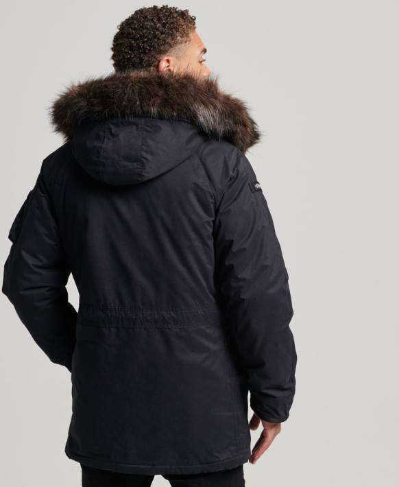 erkekler Superdry siyah orijinal ve vintage parka kaban NNTB4542