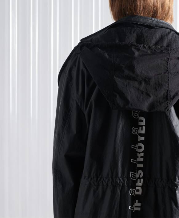erkekler Superdry siyah sınırlı sayıda sdx freya parka kaban NNTB5552