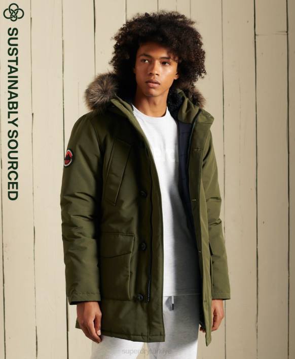 erkekler Superdry yeşil everest parka kaban NNTB4739