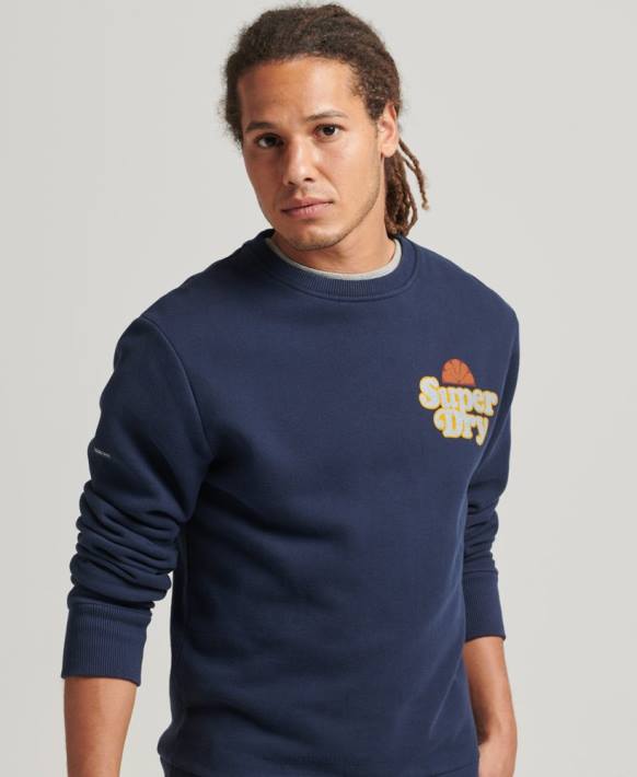 erkekler Superdry Donanma cooper nostalji ekip sweatshirt NNTB5006