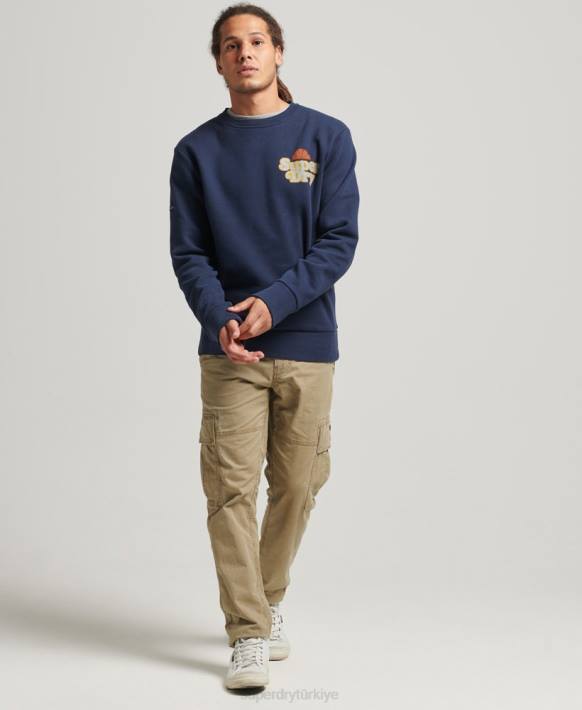 erkekler Superdry Donanma cooper nostalji ekip sweatshirt NNTB5006