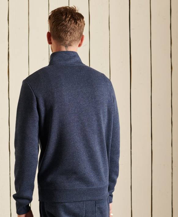 erkekler Superdry Donanma eski logo işlemeli fermuarlı henley sweatshirt NNTB5138