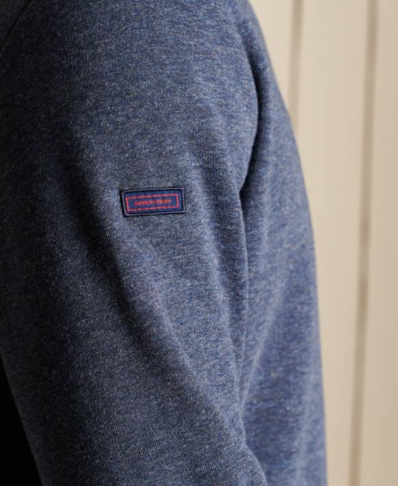 erkekler Superdry Donanma eski logo işlemeli fermuarlı henley sweatshirt NNTB5138