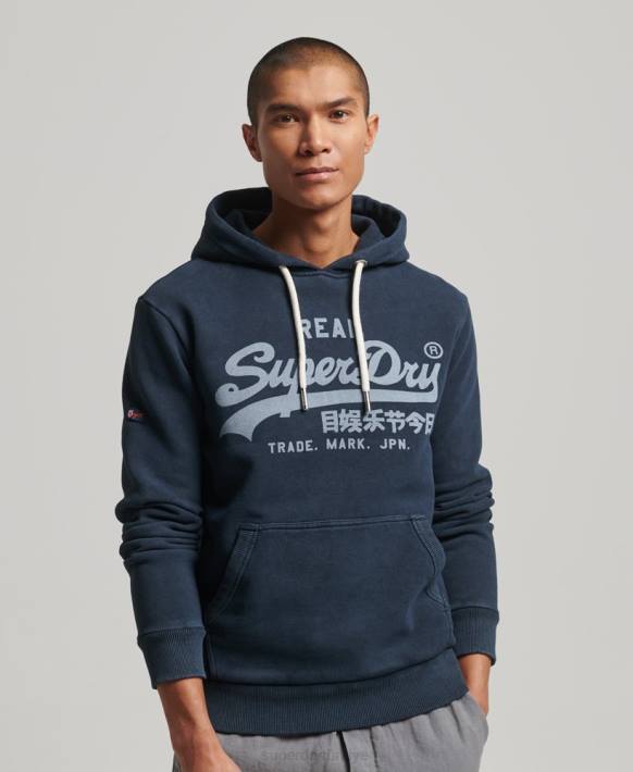 erkekler Superdry Donanma eski logosu kapşonlu NNTB649