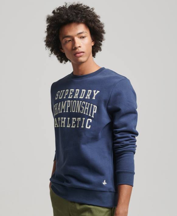 erkekler Superdry Donanma eski spor salonu atletik sweatshirt NNTB605