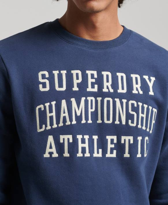 erkekler Superdry Donanma eski spor salonu atletik sweatshirt NNTB605