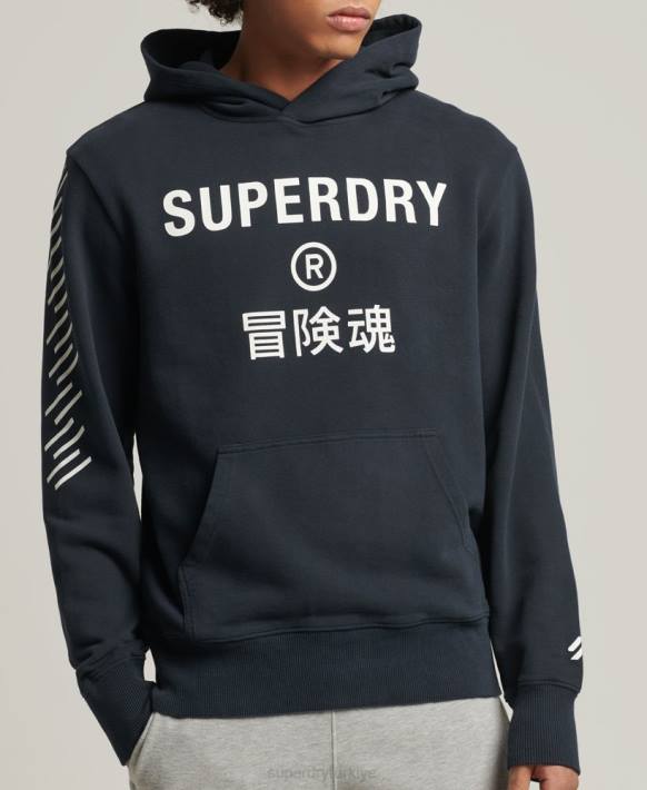 erkekler Superdry Donanma kod çekirdekli spor kapşonlu NNTB5213