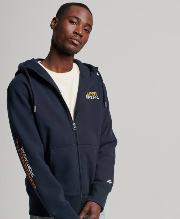 erkekler Superdry Donanma kod spor fermuarlı kapşonlu NNTB519
