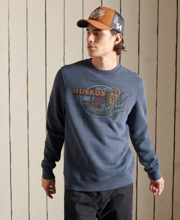 erkekler Superdry Donanma miras dağ ekibi sweatshirt NNTB846
