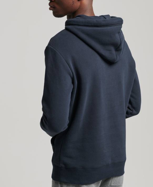 erkekler Superdry Donanma organik pamuklu eski logo işlemeli kapşonlu NNTB721