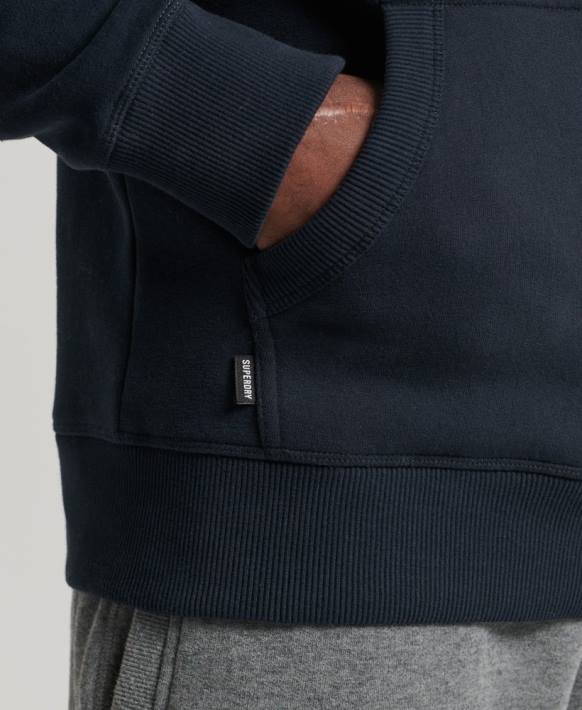 erkekler Superdry Donanma organik pamuklu eski logo işlemeli kapşonlu NNTB721