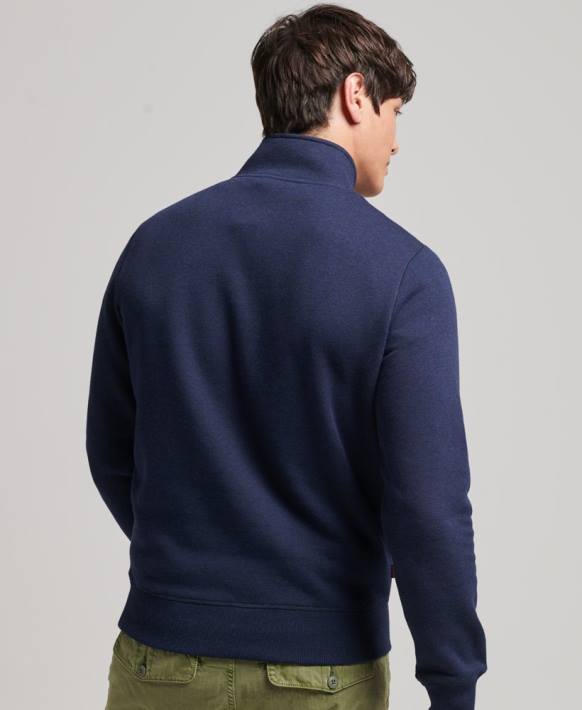 erkekler Superdry Donanma organik pamuklu essential logolu yarım fermuarlı sweatshirt NNTB5062