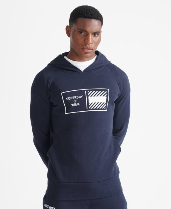 erkekler Superdry Donanma tren çekirdek kapşonlu NNTB5197