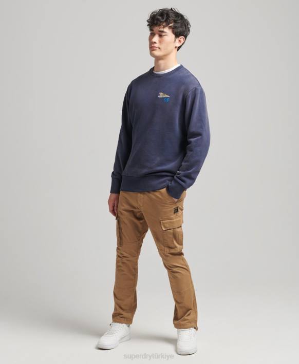 erkekler Superdry Donanma vintage kolej ekibi sweatshirt NNTB5039