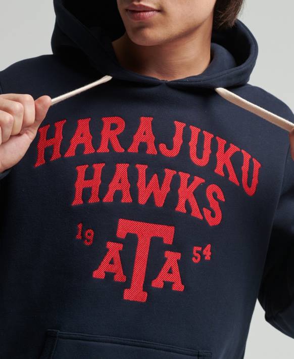 erkekler Superdry Donanma vintage kolej kapşonlu NNTB801