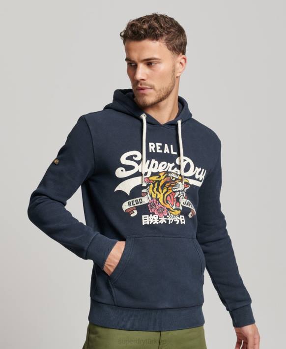erkekler Superdry Donanma vintage logo anlatı kapüşonlu NNTB568