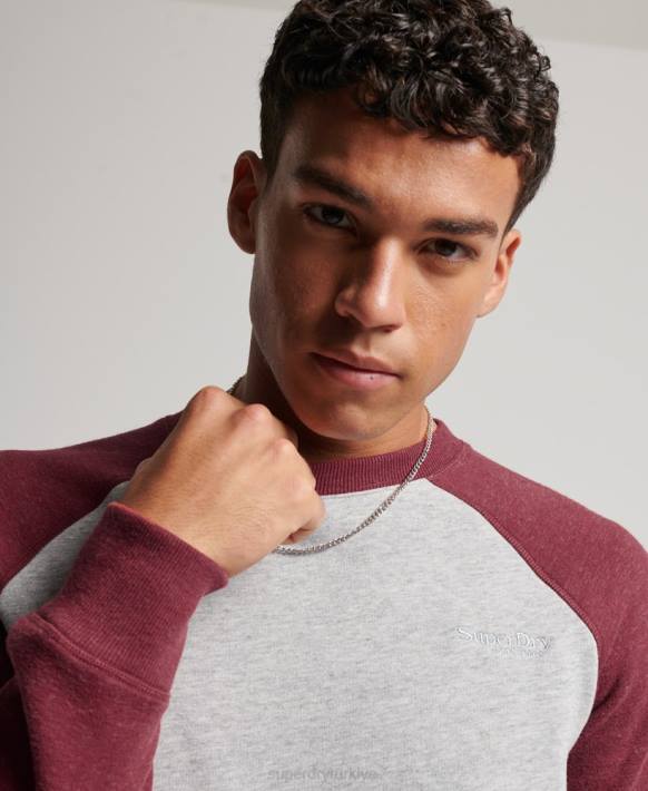 erkekler Superdry açık gri beyzbol ekibi sweatshirt NNTB699