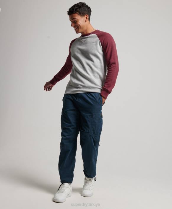 erkekler Superdry açık gri beyzbol ekibi sweatshirt NNTB699