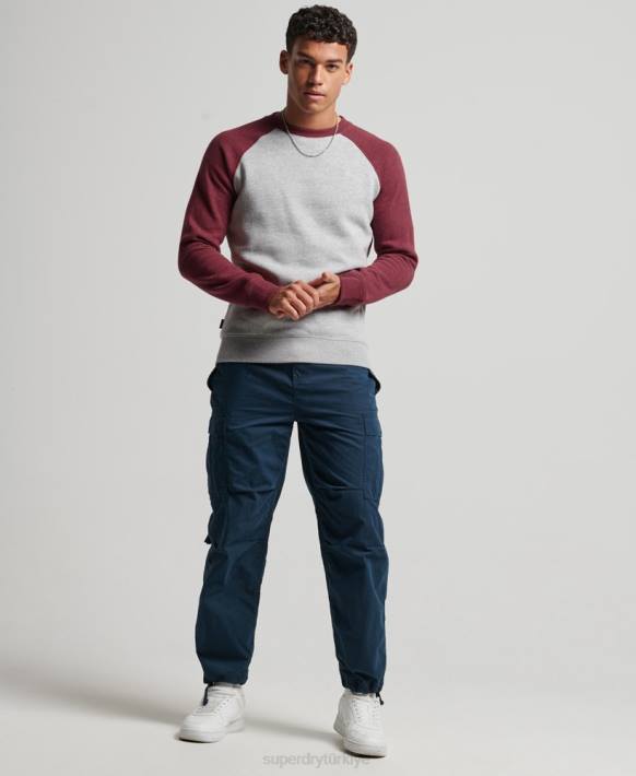 erkekler Superdry açık gri beyzbol ekibi sweatshirt NNTB699