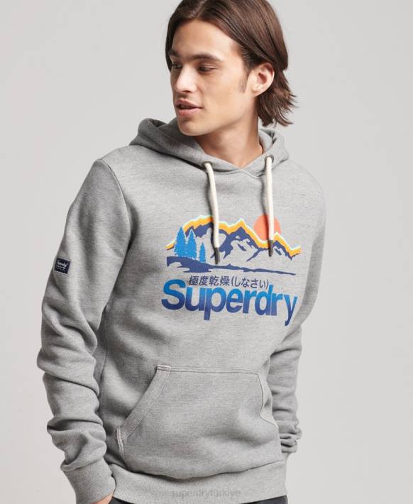 erkekler Superdry açık gri çekirdek logosu harika açık havada kapşonlu NNTB5129