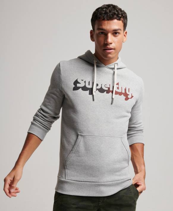 erkekler Superdry açık gri eski gölge kapüşonlu svetşört NNTB706