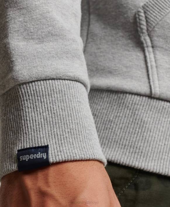 erkekler Superdry açık gri eski gölge kapüşonlu svetşört NNTB706