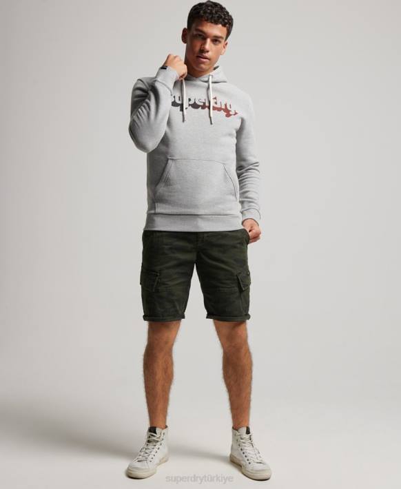 erkekler Superdry açık gri eski gölge kapüşonlu svetşört NNTB706