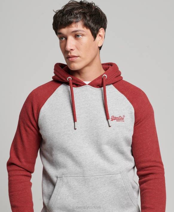 erkekler Superdry açık gri eski logo beyzbol kapşonlu NNTB784