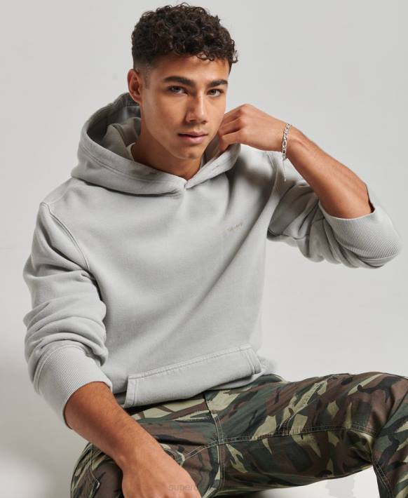 erkekler Superdry açık gri eski yıkanmış kapşonlu NNTB570