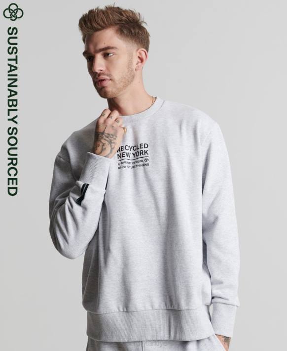 erkekler Superdry açık gri geri dönüşümlü şehir ekibi sweatshirt NNTB5055