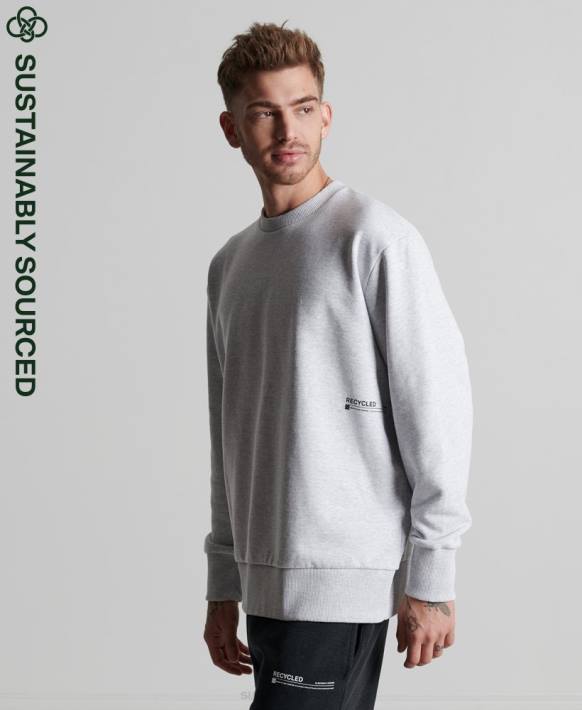 erkekler Superdry açık gri geri dönüştürülmüş mikro orta ekip sweatshirt NNTB890
