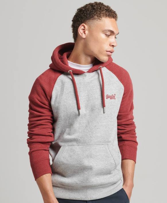 erkekler Superdry açık gri organik pamuk eski logo beyzbol kapşonlu NNTB548