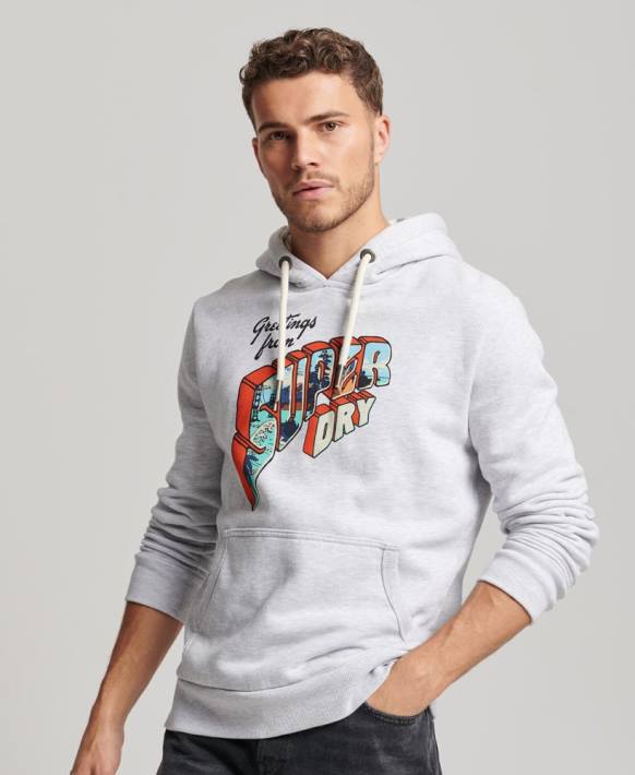 erkekler Superdry açık gri seyahat çıkartması kapşonlu NNTB720