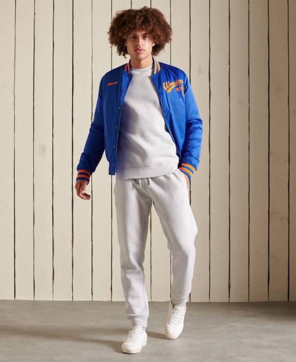 erkekler Superdry açık gri vintage logo işlemeli mürettebat sweatshirt NNTB777
