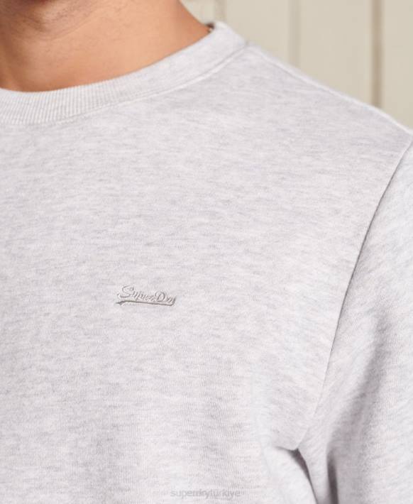 erkekler Superdry açık gri vintage logo işlemeli mürettebat sweatshirt NNTB777