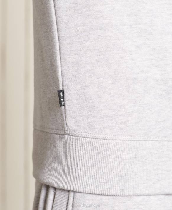 erkekler Superdry açık gri vintage logo işlemeli mürettebat sweatshirt NNTB777
