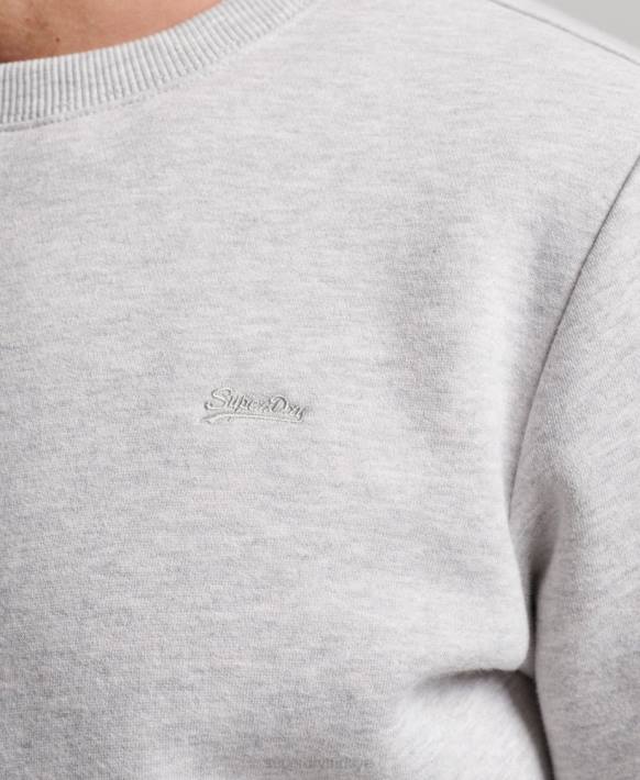 erkekler Superdry açık gri vintage logo işlemeli mürettebat sweatshirt NNTB790