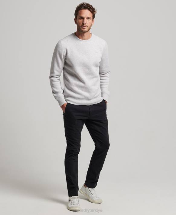 erkekler Superdry açık gri vintage logo işlemeli mürettebat sweatshirt NNTB790