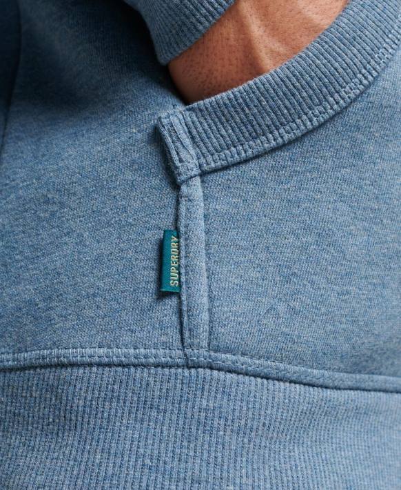 erkekler Superdry açık mavi vintage logo işlemeli fermuarlı kapüşonlu svetşört NNTB627