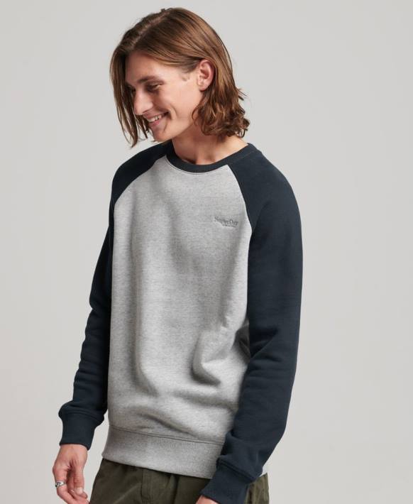 erkekler Superdry gri beyzbol ekibi sweatshirt NNTB555