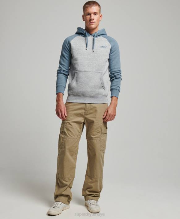 erkekler Superdry gri eski logo beyzbol kapşonlu NNTB766