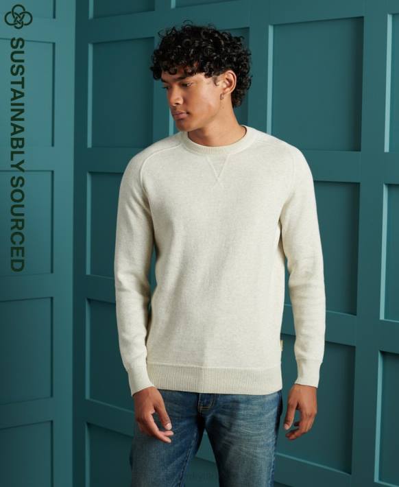 erkekler Superdry gri essential pamuklu ekip sweatshirt NNTB5344