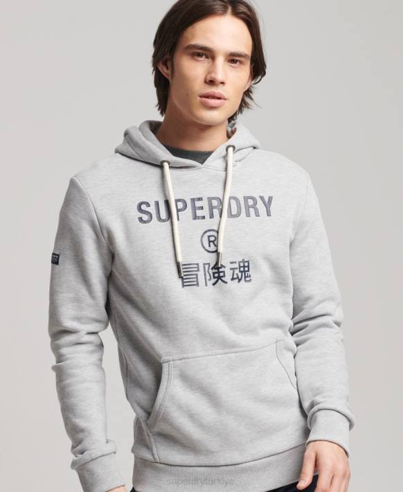 erkekler Superdry gri şirket logosu marn kapşonlu NNTB864